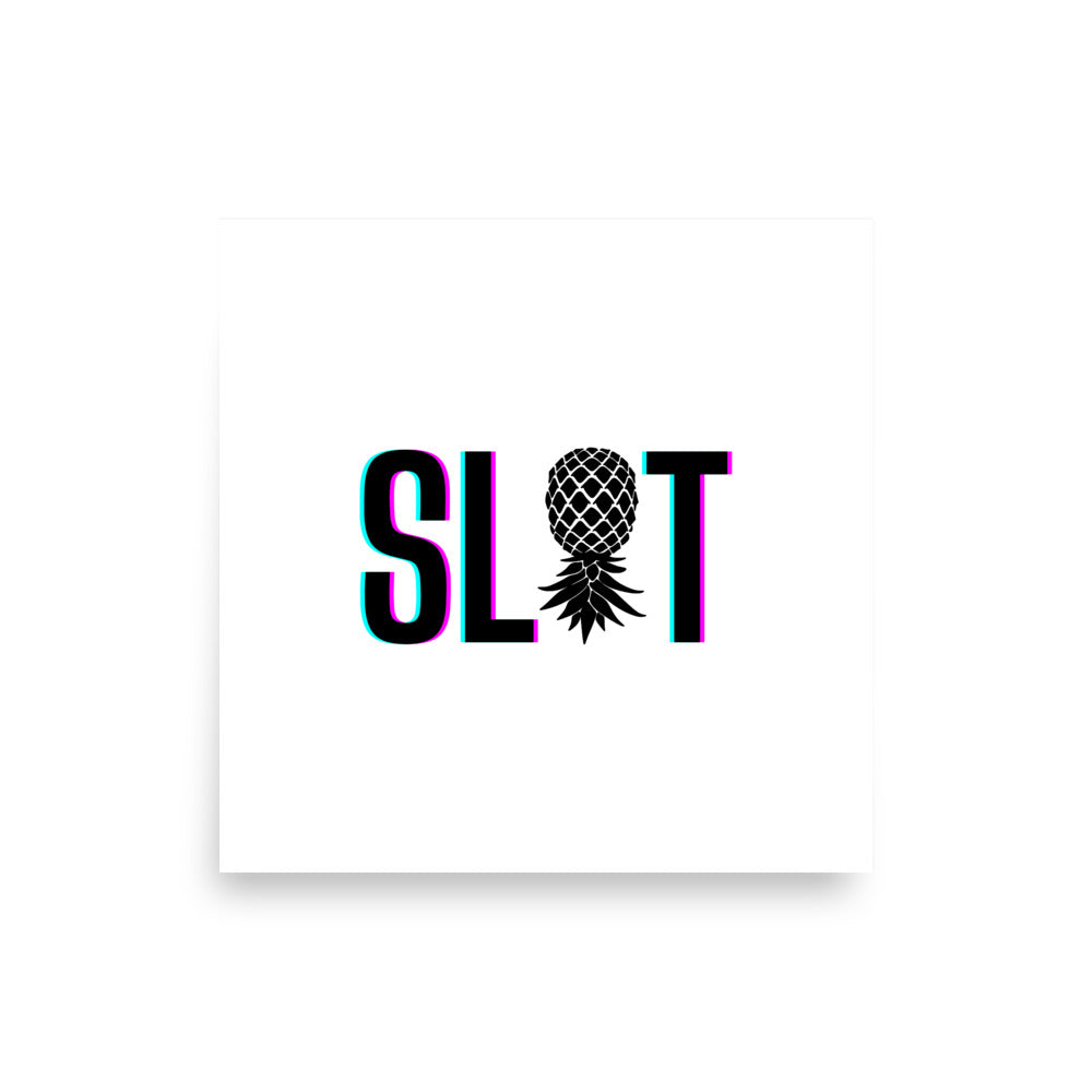 SL*T Glitch Poster – poster mockup on white