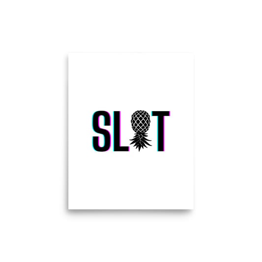 SL*T Glitch Poster – poster mockup on white