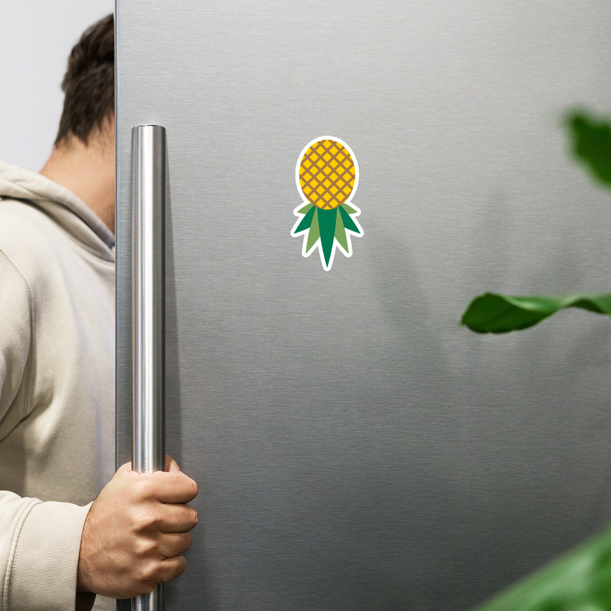Upside-down pineapple die-cut fridge magnet, 6 inch