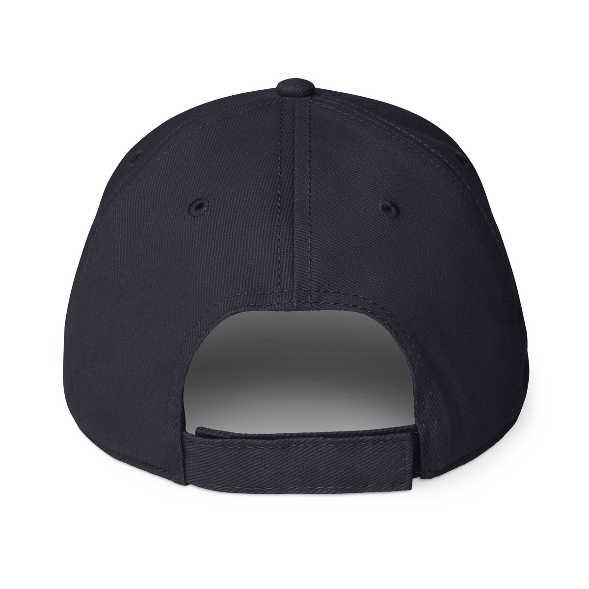 Dark Navy low-profile hat with embroidered upside-down pineapple, back view